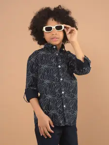 Crimsoune Club Boys Classic Ethnic Motifs Printed Cotton Slim Fit Casual Shirt
