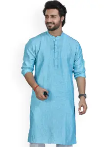 Authentics Band Collar Woven Design Straight Kurta