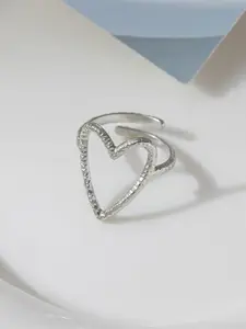 MYKI Silver-Plated Stainless Steel Adjustable Finger Ring