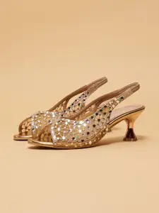 ERIDANI Kiara Embellished Slingback Heels