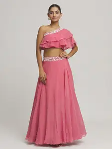 Samyukta Singhania Samyukta Singhani Embroidered Thread Work One Shoulder Ready to Wear Lehenga & Blouse