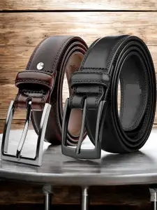 The Roadster Lifestyle Co Pack Of 2 Men Vegan Leather Belts