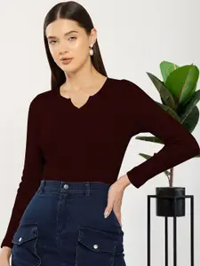 Dream Beauty Fashion Women Solid V-Neck Long Sleeves Top