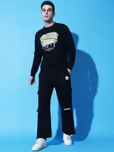 GRIFFEL Men Typography Printed Mid-Rise Round Neck Tracksuits