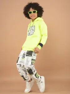 Crimsoune Club Boys Typography Printed Cotton Hooded Sweatshirt