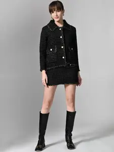 PANKH Self Design Shirt Collar Long Sleeves Shirt With Skirt