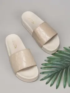 JM Looks Women Quilted Open Toe Flats