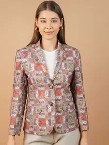 INDOPHILIA Printed Cotton Single-Breasted Blazer