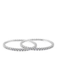 MEMOIR Set Of 2 Silver-Plated AD-Studded Bangles