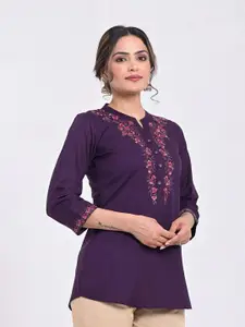 Anouk Embroidered Mandarin Collar Top