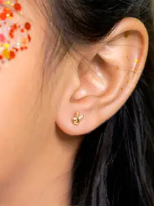 SWASHAA Girls 18K Gold Plated Stainless Steel Bun Bun Studs Earrings