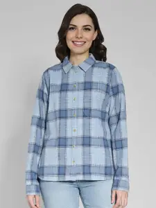 AMERICAN EAGLE OUTFITTERS Women Spread Collar Checked Cotton Casual Shirt