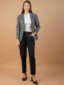 INDOPHILIA Self Design Notched Lapel Collar Single Breasted Casual Blazer