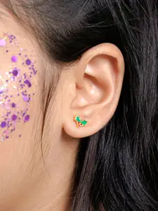 SWASHAA Girls 18K Gold Plated Stainless Steel Christmas Cherries Studs Earrings