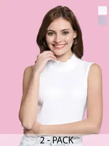 FBAR Women Pack Of 2 Cotton High Neck Crop Top