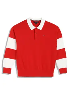 Tommy Hilfiger Boys Cotton Striped Polo Rugby Sweatshirt