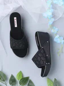 V-WALK Women Embellished Party Wedge Sandals