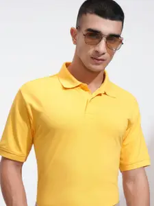 HIGHLANDER Men Solid Polo Collar Cotton T-shirt