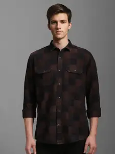 Louis Philippe Jeans Men Spread Collar Checks Printed Cotton Slim Fit Casual Shirt