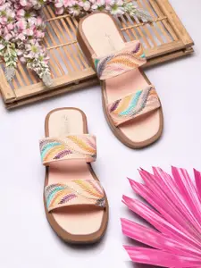 Try Me Women Embroidered Open Toe Platform Heel Sandals