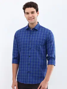 Allen Solly Men Spread Collar Tartan Checked Cotton Slim Fit Casual Shirt