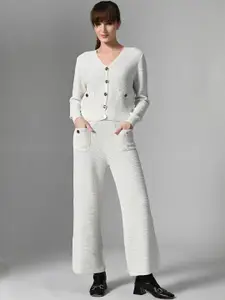 PANKH V-Neck Checked Top With Trousers