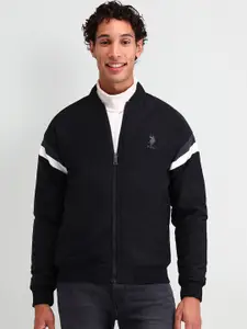 U.S. Polo Assn. Denim Co. Men Stand Collar Solid Casual Bomber Jacket