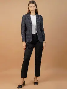 INDOPHILIA Checked Notched Lapel Collar Single Breasted Pure Cotton Blazers
