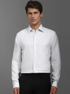 Louis Philippe Men Classic Spread Collar Micro Checked Cotton Formal Shirt