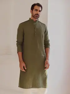 Andamen Band Collar Linen Straight Kurta