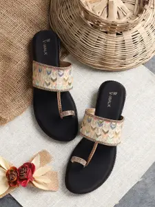 V-WALK Women Embroidered One Toe Ethnic Flats