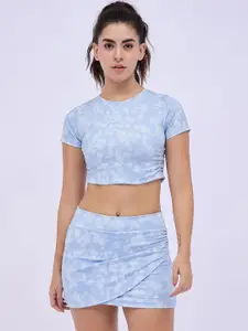 Avanday Printed Short Sleeves Top With Skirt