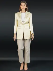 INDOPHILIA Self-Design Notched Lapel Single-Breasted Blazers