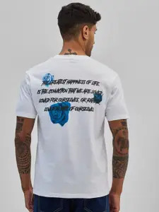 Snitch Men Typography Printed Round Neck Cotton Oversized T-shirt