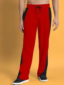 WEARDUDS Men Colourblocked Relaxed-Fit Mid-Rise Track Pants