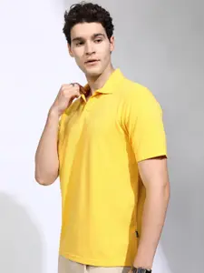 HIGHLANDER Men Solid Polo Collar Cotton T-shirt