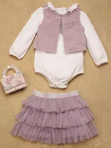 One Friday Girls Pure Cotton Bodysuit with Skirt