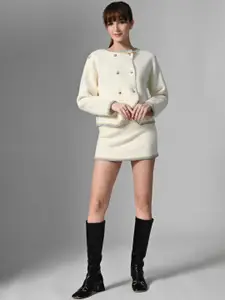 PANKH Self Design Sweaters With Skirt