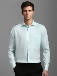 Louis Philippe Men Classic Spread Collar Textured Cotton Formal Shirt