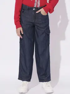 Vero Moda Girls Straight Fit High-Rise Cargo Styles Jeans