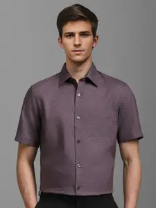 Louis Philippe Men Classic Spread Collar Geometric Printed Cotton Formal Shirt