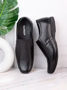 MENGLER Men Square Toe Leather Formal Slip-Ons