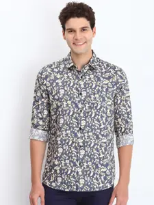 Allen Solly Men Classic Spread Collar Floral Printed Cotton Slim Fit Casual Shirt