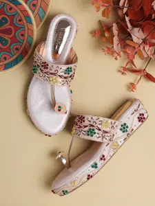 V-WALK Women Embroidered Ethnic Open Toe Wedge Heeled Sandals