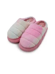 JENNA Women Fur Winter Colourblocked Room Slippers