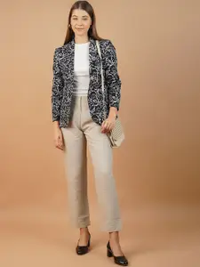 INDOPHILIA Floral Printed Cotton Single-Breasted Blazer