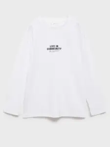Mango Kids Boys Pure Cotton Typography Printed T-shirt