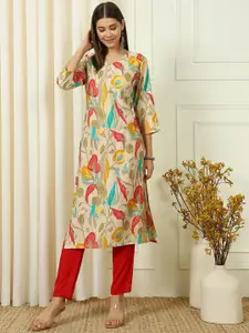 Anouk Rustic Floral Printed Straight Kurta