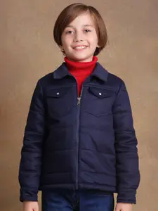 One Friday Boys Spread Collar Solid Cotton Casual Padded Jacket
