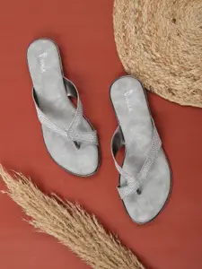 V-WALK Women Textured Open Toe Flats